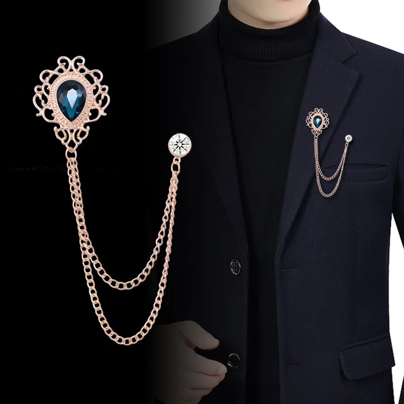 Men Accessories For Suit - Épingle à revers en cristal strass