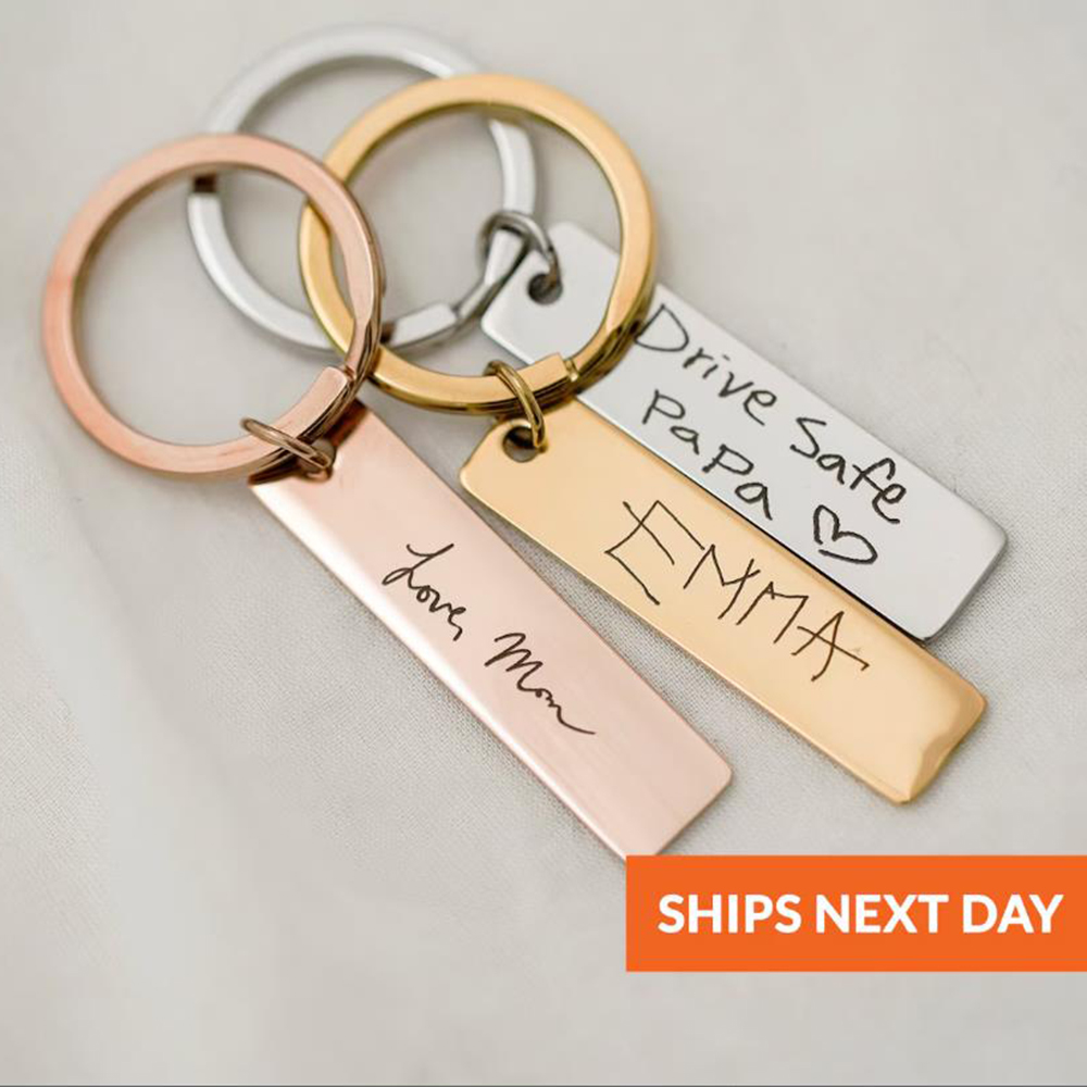 Men'S Accessories Gift Ideas - Porte-clés manuscrit réel, porte-clés personnalisé personnalisé,