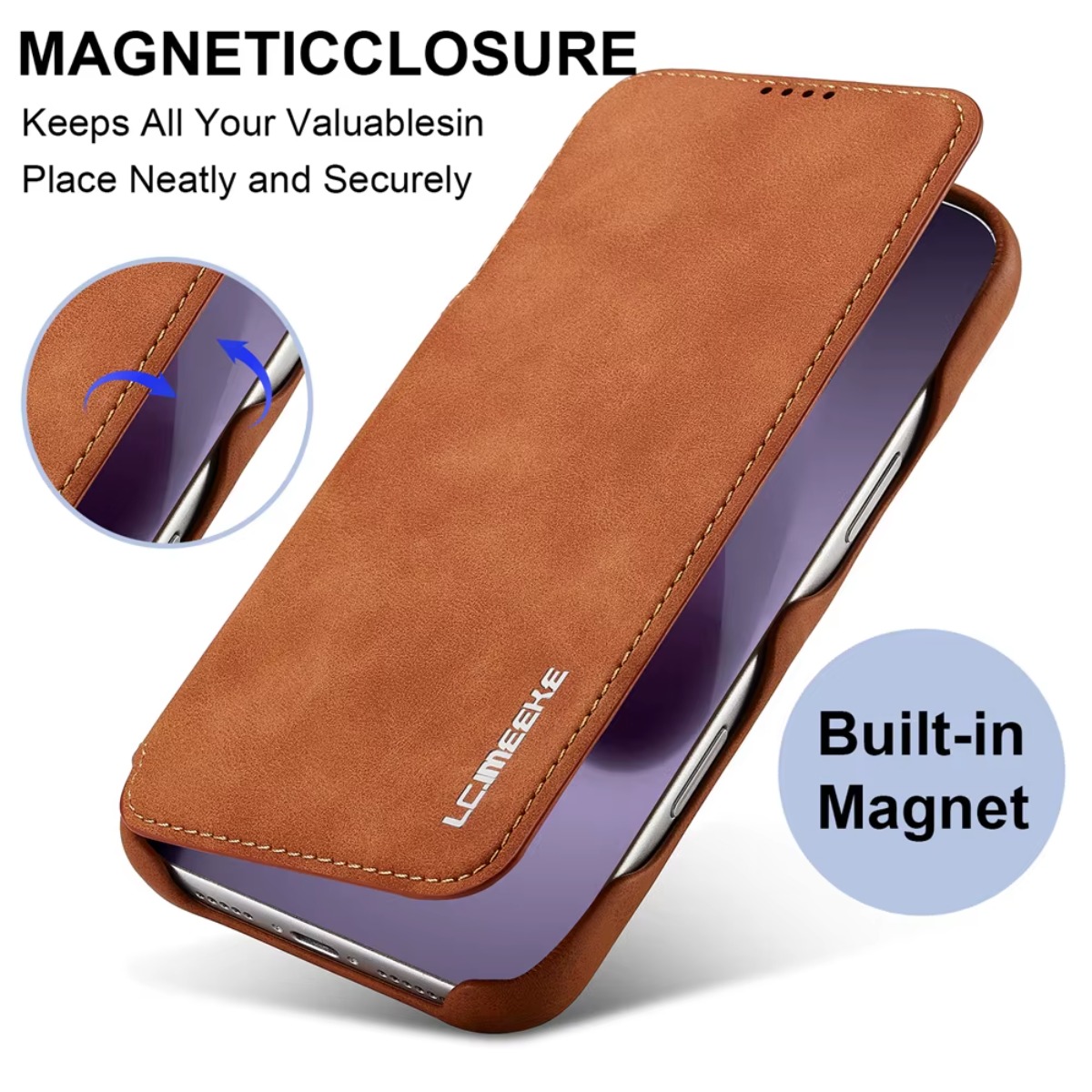 Phone Wallet Combo - Portefeuille en cuir à rabat magnétique