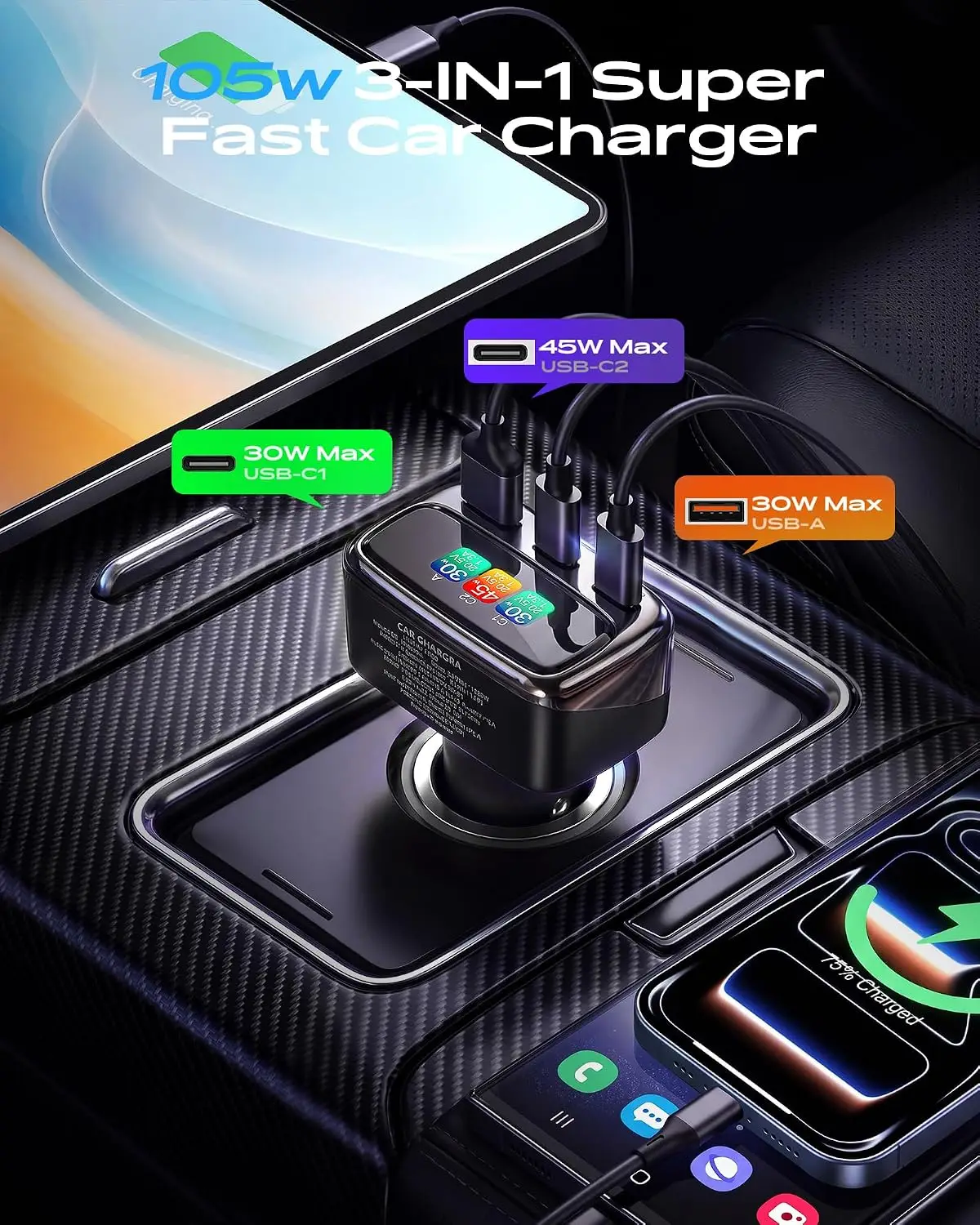 Chargeur de voiture USB-C 105W - Men Accessories For Gift avis et prix